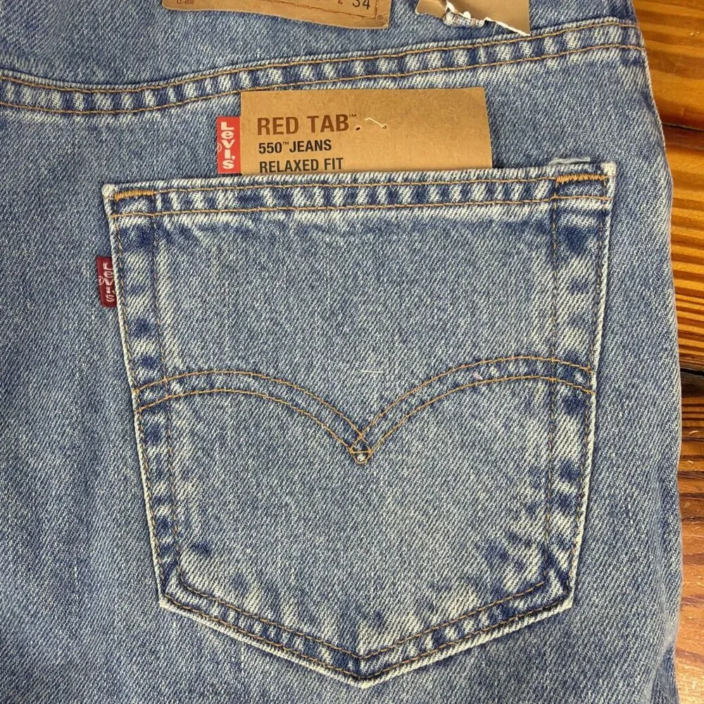 Vintage 2000 Levis 550 Red Tab Relaxed Fit Jeans Mens 36x34 Blue Made in USA